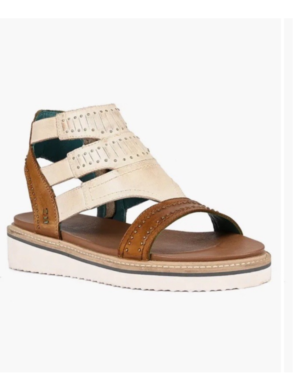 Women's Two-Tone Strappy Platform Sandals - Cream & Tan